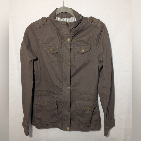 Snobbish Utility Military Jacket Olive Green Full Zip & Button Front Casual Sz S - Picture 5 of 10